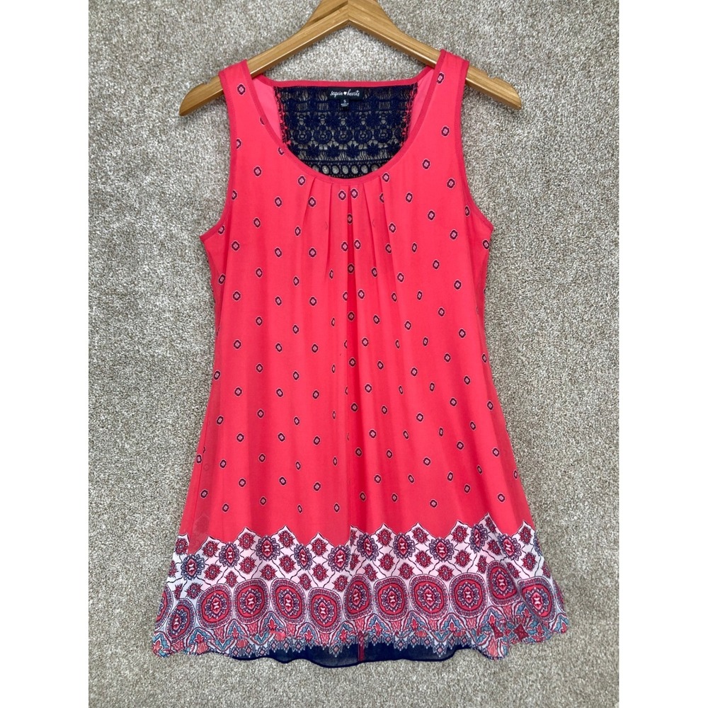 Sequin Hearts Crochet Lace Back Mini Dress Womens S Pink Navy Flowy Summer Chic